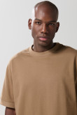 Camiseta oversize manga corta en algodón unicolor
