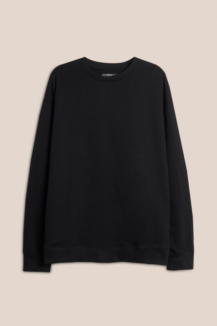 Buzo cuello redondo unicolor oversize con manga larga