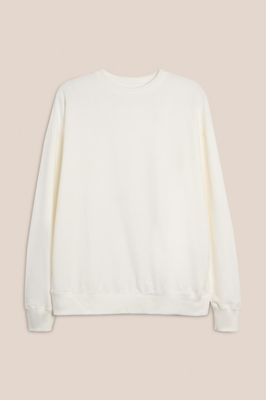 Buzo cuello redondo unicolor oversize con manga larga