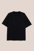 Camiseta oversize unicolor cuello redondo en algodón