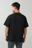 Camiseta oversize unicolor cuello redondo en algodón