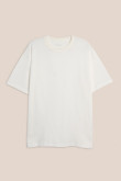 Camiseta oversize unicolor cuello redondo en algodón