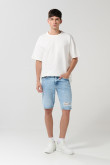 Camiseta oversize unicolor cuello redondo en algodón