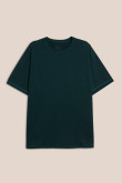 Camiseta oversize unicolor cuello redondo en algodón