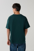 Camiseta oversize unicolor cuello redondo en algodón