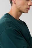 Camiseta oversize unicolor cuello redondo en algodón