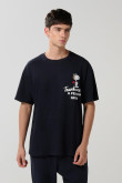 Camiseta de Snoopy azul intensa con cuello redondo
