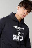Buzo de Snoopy azul intenso con bolsillo y capota