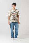 Camiseta oversize crema tie dye de Snoopy manga corta