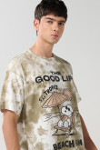 Camiseta oversize crema tie dye de Snoopy manga corta