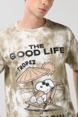 Camiseta oversize crema tie dye de Snoopy manga corta