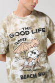 Camiseta oversize crema tie dye de Snoopy manga corta