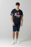 Camiseta oversize azul cuello V con diseño de Snoopy
