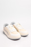 Tenis skate, beige con contraste azul y gris