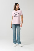 Camiseta en algodón unicolor college con manga corta
