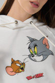 Buzo oversize de Tom y Jerry crema con capota y manga ranglan