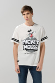 Camiseta crema cuello redondo oversize con arte de Mickey