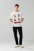Camiseta crema clara oversize manga corta con arte de Mickey