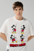 Camiseta crema clara oversize manga corta con arte de Mickey
