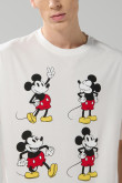 Camiseta crema clara oversize manga corta con arte de Mickey