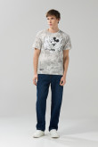 Camiseta crema tie dye manga corta con arte de Mickey