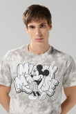 Camiseta crema tie dye manga corta con arte de Mickey