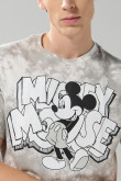 Camiseta crema tie dye manga corta con arte de Mickey
