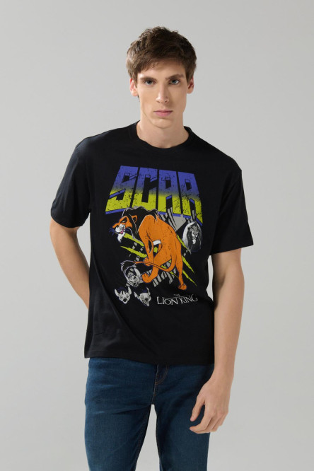 Camiseta del Rey León negra con manga corta