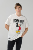 Camiseta crema clara de Mickey manga corta oversize