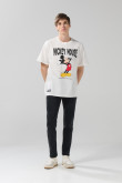 Camiseta crema clara de Mickey manga corta oversize