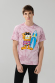 Camiseta rosada tie dye de Garfield manga corta
