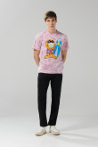 Camiseta rosada tie dye de Garfield manga corta