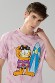 Camiseta rosada tie dye de Garfield manga corta