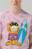 Camiseta rosada tie dye de Garfield manga corta