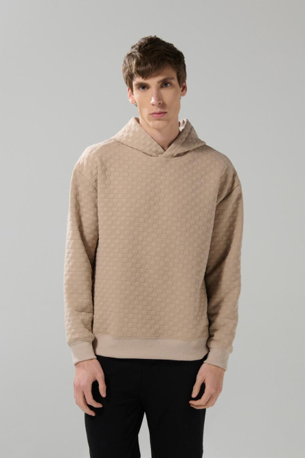 Buzo con capota oversize kaki oscuro y texturas