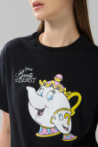 Camiseta negra de la Bella y la Bestia manga corta