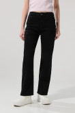 Jean negro straight leg bota recta con tiro alto y bolsillos