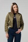 Chaqueta unicolor bomber con acolchado interno y bolsillos