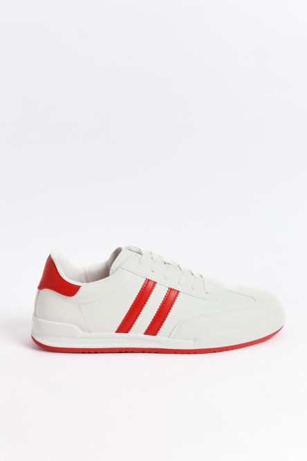 Tenis casuales unicolores con contrastes y cordones