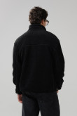 Chaqueta sherpa unicolor con bolsillos y cuello alto