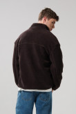 Chaqueta sherpa unicolor con bolsillos y cuello alto