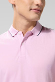 Camiseta unicolor polo con manga corta y doble botón