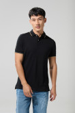 Camiseta unicolor polo con manga corta y doble botón