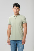 Camiseta unicolor polo con manga corta y doble botón