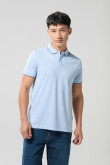 Camiseta unicolor polo con manga corta y doble botón