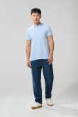 Camiseta unicolor polo con manga corta y doble botón