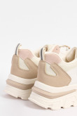 Tenis chunky femeninos en color crema con contraste rosas.