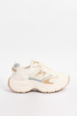 Tenis chunky crema con detalles en contraste kaki.