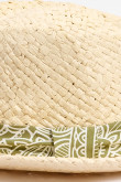 Sombrero Panamá crema claro con pañuelo verde