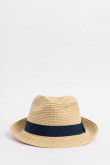 Sombrero Panamá kaki medio con cinta azul decorativa